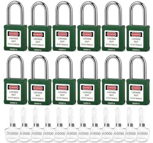 Juego de candados de seguridad industriales (BD-GT04KA-12PCS-Verde, llave igual, 12 llaves por juego)