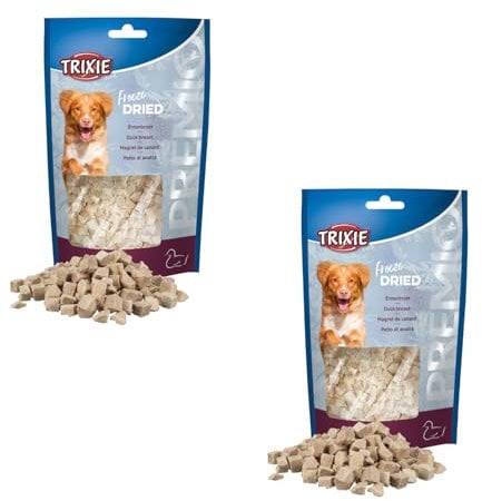 Trixie Freeze Dried Entenbrust | Doppelpack | 2 x 50 g | Ergänzungsfuttermittel für Hunde | Gefriergetrockneter Snack | 99% Fleischgehalt | Bei Futtermittelallergien geeignet