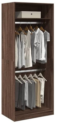 Willood Kleiderschrank Braun Eichen-Optik 80x50x200cm Kleiderschrank, Garderobenschrank mit Stauraum, Schrank Mehrzweckschrank für Schlafzimmer, Flurschrank Offen, Holzwerkstoff