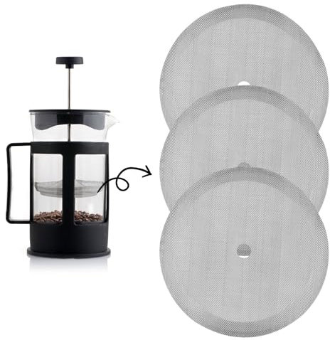 EASYKEENECOM 3 filtros de prensa de café de 350 ml, filtro de repuesto para cafetera de prensa francesa, colador de malla de acero inoxidable para cafeteras de prensa francesa universal de 0,35 l/2