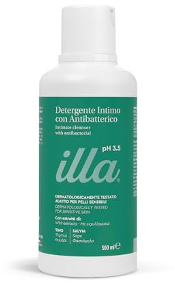 illa Detergente Intimo con Antibatterico pH 3.5 - Delicato sulla Pelle - Aiuta a proteggersi da Arrossamenti, Fastidi e Infezioni Batteriche - Dermatologicamente testato - 1 Flacone da 500ml
