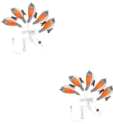 Housoutil 2 Stück Schnur Vogel Lichterketten Farbige Lampendekoration Vlies Grüngoldener Lampenschirm Schwelle Textmarker Glasglocke Solar- Elektrische Aufblasvorrichtung Gerät Weiß Acryl