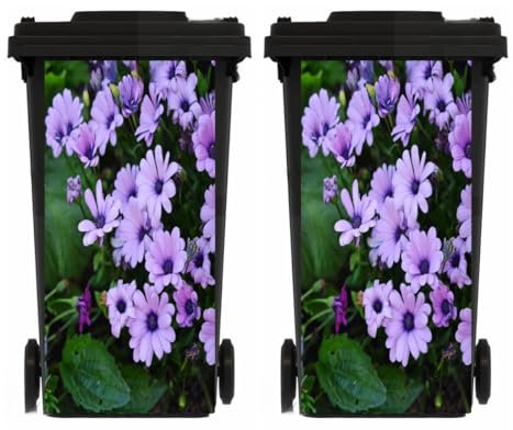 TGBYHU 2 Sheets Flowers Leaves Wheelie Bin Stickers Self Adhesive Dustbin Sticker Decorative Decal for Wheelie Bin, Fridge, Bins Wall, Indoor Outdoor