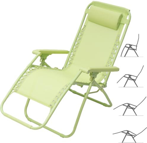 BAKAJI Sedia gravità Zero Sdraio da Giardino Poltrona Relax Pieghevole Salvaspazio Tubolari Acciaio 22mm Reclinabile in Texilene Traspirante, Mare Spiaggia Piscina Arredo Esterno (Verde Salvia)