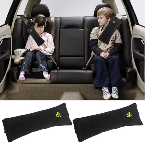 Furforstk gurtpolster kinder 2 Stück gurtschoner kinder auto Schwarz gurtschoner auto erwachsene dicke Polsterung gurtpolster auto erwachsene, gurtpolster auto kinder - Schutz für den Nacken
