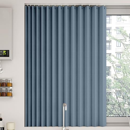 Küchenschrank Vorhänge, Schrankvorhang, Vorhänge for Regale, Wohnmobil, Kellerfenster, Schranktür, Schrank, Sichtschutz, Schiebevorhang Sets Inklusive Gleitschiene, 1 Paneel, Blau(W 50-70cm x H 150cm)