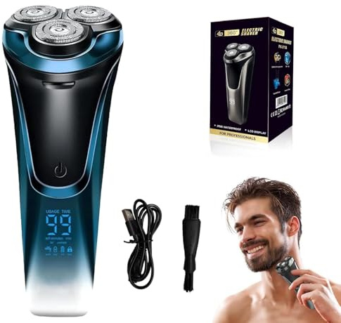 Snapbuy Electric Razor for Men,Snapbuy Razor,Electric Shavers for Men, 4D Floating Head Rotary Shaver,Ipx7 Waterproof, 2026 New Electri c Shaver with LCD Display & Quiet Motor,Fast Charging(Blue)