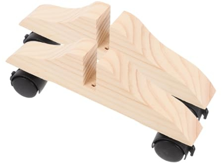 Holz Raumteilerbasis mit Rollen 2 Stück 29x12,5x3,5cm | Beige, Stabile Stütze für Büro und Zuhause, Trennwandständer mit Kunststoffdetails, Paravent Outdoor Wetterfest