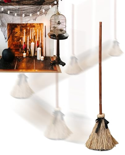 Hexenbesen 95 cm Hohes Gruseliges Geräusch Halloween-Dekorequisiten | Leuchtender, beweglicher schwebender Hexenbesen mit Bewegungssensor Requisit für , Wohnzimmer, Geisterhaus, Party und Garten