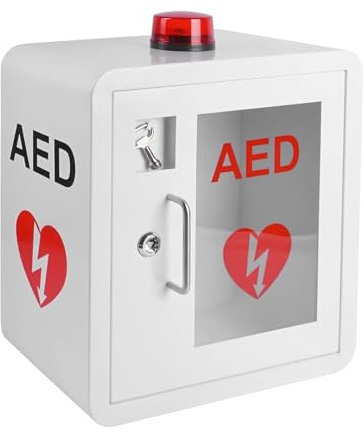 AED-Defibrillator-Wandschrank, Defibrillator-Alarmbox, Erste-Hilfe-Koffer, Aufbewahrungsschrank aus Stahlblech mit Alarm und Licht für Notfälle zu Hause, im Büro, in Pflegeeinrichtungen und Bussen