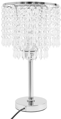 Wulimasun Nachttischlampe aus Kristall, Tischlampe LED aus Kristall, 220 V, E27, mit Druckknopfschalter, für Wohnzimmer, Schlafzimmer, Esszimmer