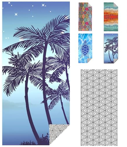 IGINOA Strandtuch Mikrofaser XXL Strandhandtuch Microfaser 180x90 Palme | Badetuch Strand Handtuch Groß Dünn Leicht Microfasertuch Strandbadetuch Schnelltrocknendes Strand Tuch Beach Towel