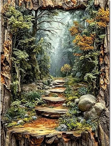 Yaostarart Wald Diamond Painting Erwachsene, 5D Diamond Painting 30x40cm | Full Drill Wald Landschaft Diamant Painting Bilder, DIY Diamant Malerei Wanddekoration & Bastelset Geschenk
