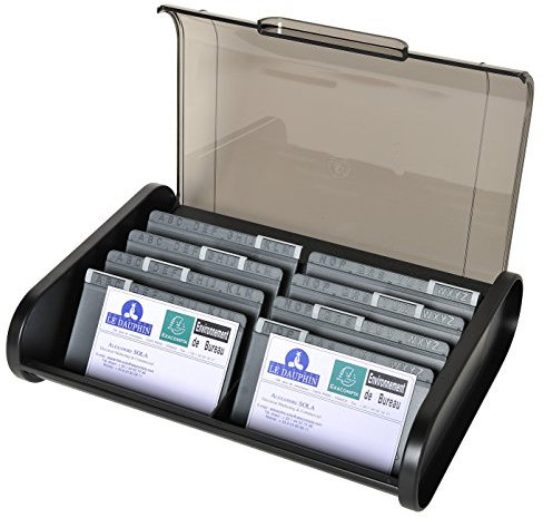 Exacompta 68114D Visitenkartenbox (für 400 Visitenkarten) 1 Stück Schwarz/Mausgrau