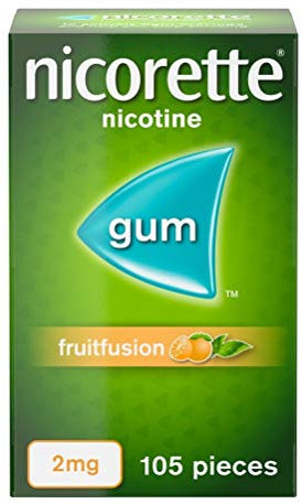 Nicorette Fruitfusion 2mg Gum (105 Pieces), Discreet Stop Smoking and Stop Vaping Aid, Helps Tackle Cravings and Withdrawal Symptoms, Nicotine Gum with Pleasant Fruit Flavour (Quit Smoking or Vaping)