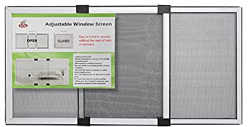 Flyzzz Adjustable Sliding Window Screen, Aluminum Frame Anti Mosquito Window Screen for Rolling Doors and Windows (50 CM High by 70-132CM Wide, White)