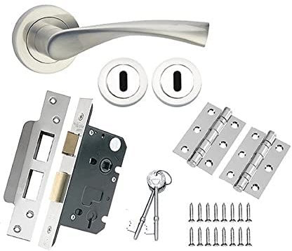 Astrid Lever on Rose Lock Pack Dual Finish Polished Chrome/Satin Nickel Door Handles -Euro Art