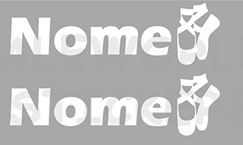 AWS 2 Sticker SPORT mit Namen Personalisierte H 2 cm Tanz Tanzschuhe Ohne Hintergrund Paar Stickers Tuning mit Logo Sport Vinyl Wasserdicht Fahrrad Motorrad Fahrrad Helm Custom Name, Bianco