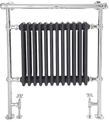 Milano Elizabeth Chrome Anthracite Heated Towel Rail Overhanging Rail - 930mm x 790mm