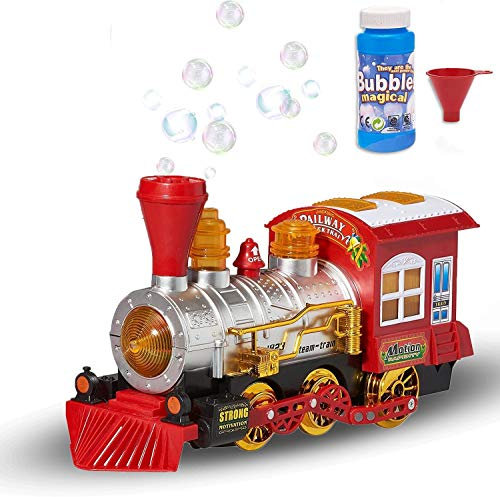 Copper Top Bubble Bump ‘n’ Go Train with Lights Sounds and Action Includes 2 bottles of Bubble Maker Solution Fun Toy for Kids
