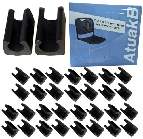 32 Stück Kunststoff Klemmschalengleiter Stuhlgleiter Für Freischwinger Stuhlgleiter Bodenschongleiter Silencer Möbelgleiter Für Runde Rohre (12mm,Schwarz)