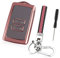 Coque de clé de Voiture Compatible avec 4 Boutons, étui de Carte clé, Porte-clés en Cuir avec Petits Accessoires de Tournevis, Coque de Protection en TPU (Rose)