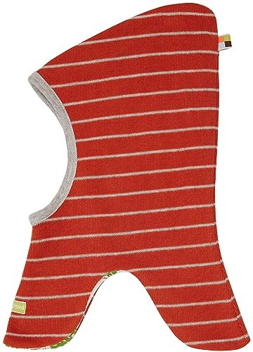 loud + proud Unisex Kinder Schlupfmütze Ringel, GOTS Zertifiziert Sturmhaube, Terracotta, 42-44 EU