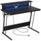 VASAGLE Scrivania da Gaming con Luci LED e Prese di Corrente, Scrivania da Computer, Supporto per Monitor, Tavolo per 2 Monitor, Ufficio, Camera da Letto, 60 x 100 x 76 cm, Nero Ebano LWD191B56
