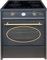 GURARI Centre de cuisson à induction 612 Bl Retro, Cuisinière à verre ceramika rétro 60 cm, Range Coocker, 60 L, noir, 8 fonctions, chaleur tournante, 4 zones de cuisson