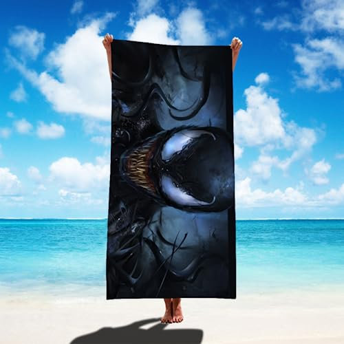 DOTERO Eddie Brock Muster Strandtuch Junge und Mädchen Geschenke Mikrofaser Badetuch Schnelltrocknend Kein Sand Handtuch Strand Badelaken für Männer Damen (4,70x140cm)