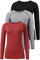 Star Vibe 3 Pack Dry Fit Long Sleeve Tshirt for Women Moisture Wicking Long Sleeve Tee Outdoor Compression Running Workout Tops Black/Grey/Wine Red S
