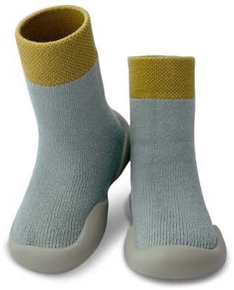 Dookeh Krabbelschuhe Baby, Lauflernschuhe Kinder, rutschfeste Hüttenschuhe Sockenschuhe für Mädchen Junge (7-Grau, EU Schuhgrößensystem, Baby, Alter (von/bis), M, 12 Monate, 18 Monate)