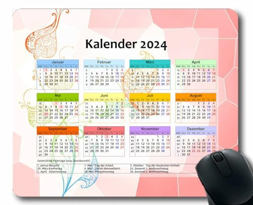 YENDOSTEEN 2024 Kalender Mauspad,Spiel Naht Mousepad, Linie Lichtfarbe Winkelton 2024 Kalender Horizontale Version Natur Gaming Mauspad