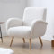 chairus Kunstfell Loungesessel Ohrensessel für Wohnzimmer Polstersessel Einzelsofa für Schlafzimmer Akzentstuhl Relaxsessel mit Holzbeinen (Weiß)