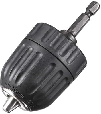 Recogwood 0.8-10mm Keyless Drill Chuck Adapter, 1/4 Inch Hex Shank Adapter 3/8-24UNF Mount Thread Impact Chuck Converter Quick Release Conversion Tool for Impact Driver Cordless Drill