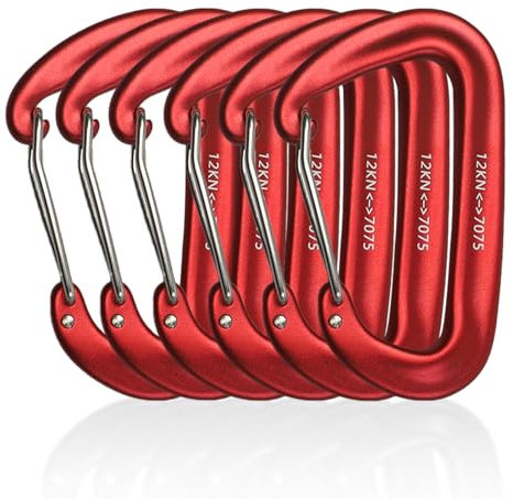 Galerie SV 6 Stück Karabinerhaken Karabiner Klettern Schwerlast Alu Karabinerhaken Groß 12KN (1200KG) Aluminium Karabiner Schlüsselanhänger für Hängematten,Camping, Rucksackreisen(Rot)