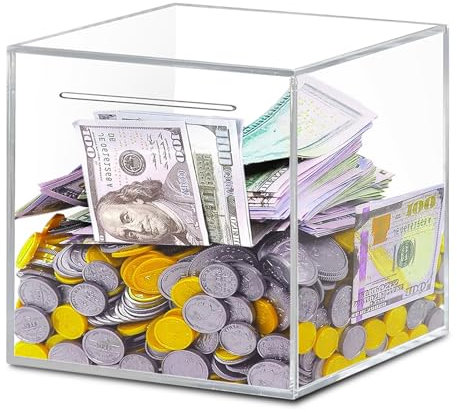 Meyagot Transparente Spardose, Spardose Nicht Zum Öffnen, Sparschwein, Sparbüchse Klares Spardose Acryl Spardosen Sparbox Für Echtes Geld, Geburtstagsgeschenk(12cm)