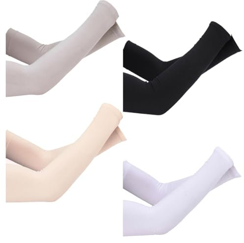 ZXUPOI 4 Paia Maniche a Braccio - UV Protezione UPF 50+ Manicotto Braccio di Raffreddamento Tatuaggio di Copertina per Uomo Donna Sport Ciclismo Golf