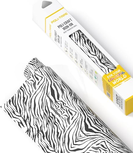 POLI-FLEX® DESIGN Transferfolie für Textilien – Designfolie in Zebra Optik zum Aufbügeln, Plotterfolie für DIY Shirts, Zebra, 30,5 cm x 61 cm