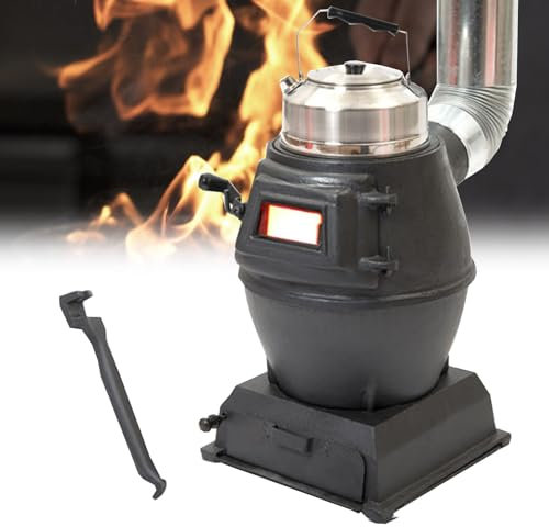 Poêle à Bois, Réchaud Mini, Poêle Noir à Mini-poêle, Cuisiniere Bois Charbon, Poêle à Bois Extérieur avec Fenêtre de Vue, Chauffage et Cuisson Réchauds de Camping