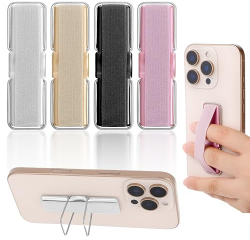 Ymapinc 4pcs Handyhalterung, Handy Finger Halterung Selbstklebender Handy Griff Fingerhalterung Einhandbedienung auch Geeignet für E-Reader und Kleine Tablets Handyzubehör