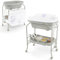 COSTWAY Bañera Bebe con Cambiador 4 en 1, Bañera Cambiador Bebe con Bandeja y 4 Ruedas Bloqueables, Cambiador Bebe Portátil y Plegable con Cesta de Almacenaje, Cojín Impermeable,Carga 35kg(Gris Claro)
