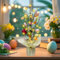 Osterdeko Baum Licht mit Bunt Ostereier Deko, Ostern Deko Baum mit LEDs Lichterkette Led Baum Innen Batteriebetrieben Künstlicher Baum Für Innen Frühlings Deko (B)