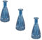 Kleine Vasen (3 STK.) Blumenvasen für die Tisch-Deko zur Hochzeit Taufe Konfirmation & Kommunion aus Glas Farbe: Blau Höhe 10,7cm