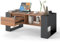 YOURLITE Couchtisch mit Stauraum, Wohnzimmertisch mit Stauraum Modern, Kaffeetisch, Sofatisch Holz, 3 Offene Fächer und 1 Schublade, Vintage-Holzoptik Schwarz Eiche, 98x50x40cm