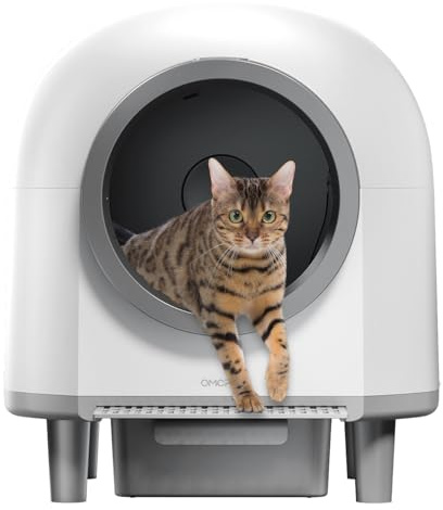 Automatic Cat Litter Box Self Cleaning,Smart Litter Box with 10 Safety Sensor Radars,100L Electric Cat Litter Boxes with Stairs for Multiple Cats,APP-Control,Advanced Odor Control White