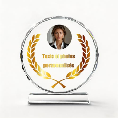 KBPTM Trophée Personnalisable en Verre K9 avec Gravure sur Mesure – Trophée personnalisé, médaille personnalisée pour Sport, Entreprises et cérémonies