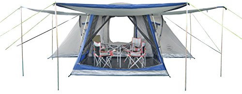 NEUMAYER-ASG - Familien-Zelt XXL - Modell Big Easy - 4 bis 8-Personen-Zelt - 5,50m x 4,6/2,6m - 19,5 qm Grundfläche - 2/3 getrennte Schlafkabinen + Aufenthaltsraum - 1,90m Stehhöhe