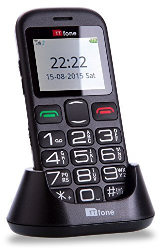 TTfone Jupiter 2 Cellulare Base per Anziani, con Tasti Grandi, Tasto SOS, e Base Caricabatterie