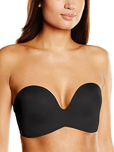 Wonderbra W032D Ultimate Strapless Silicone Dot Moulded Magic Hands Push Up Bra, Black (SCHWARZ 1001), 38D